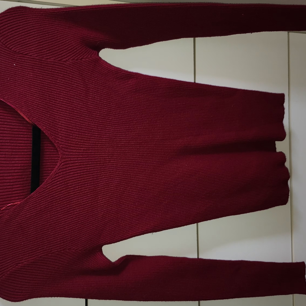 Red Ribbed Long Sleeve - Picture 2 of 4